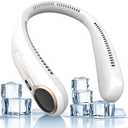 Portable Neck Fan,Hands Free Personal Wearable Bladeless Fan,6000mAh USB Rechargeable,360° Cooling,LED Display,4-Speeds,Birthday Gifts for Men Women Dad Mom,Valentines Day Gifts for Her Him (White)