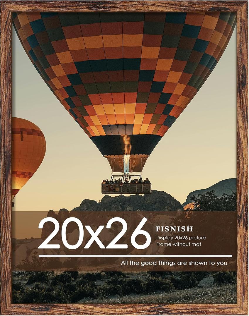 20x26 Picture Frame, Classic Brown 20 x 26 Poster Frame for Horizontal or Vertical Wall Mounting, 1 Pack