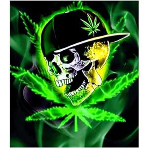 Diamond Painting Cannabis Leaves 5D Full Drill Diamond Painting Kit (Set by Number) Skull Diamond Art Round Diamonds, Diamond Painting Kits for Adults12x16inch