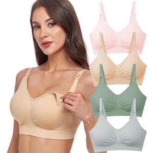 GXXGE 4Pack Nursing Bras for Breastfeeding Maternity Bra Comfort Seamless Pregnancy Sleep Bralette XXL