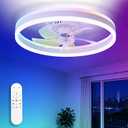 Depuley RGB Ceiling Fans with Lights: 20 Inch Fan with Remote Control White