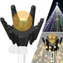 2 x Christmas Tree Flag Pole Mega Topper Light Hook for Hanging Xmas Tree Lights-Outdoor Telescoping Flagpole Christmas Tree Light Kit for Hanging Patio Yard Party Decoration(Black, 1PC)