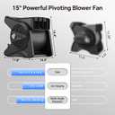 shinic 15" Utility Pivoting Blower Fan, for Work Shop Garage Gym Jobsite, Medium