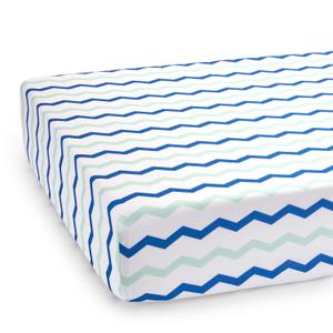 TILLYOU Baby Crib Sheets for Boys Girls, Fitted Crib Sheet 1 Pack for Standard Crib and Toddler Mattresses, Super Soft Toddler Bed Sheets, 28" x 52", Chevron