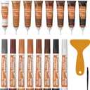 REALINN Wood Furniture Repair Kit 8 Dark Colors- Wood Fillers and Touch Up Markers, Repair Scratch, Cracks, Discoloration for Wooden Door, Floor, Table, Cabinet