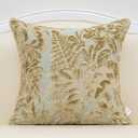18 x 18 Inch Beige Square Maple Leaf Pillow Embroidery Cut Velvet Cushion Case Luxury Modern Lumbar Throw Pillow Cover Decorative Pillow for Couch Sofa Living Room Bedroom Car