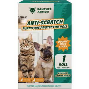1 Roll Cat Scratch Furniture Protector Tape  Double-Sided Sticky Training (4" x 20ft)  Anti-Scratch Sofa & Couch Guard  Clear, Easy to Apply & Remove  Not for Leather, Velvet, Microfiber