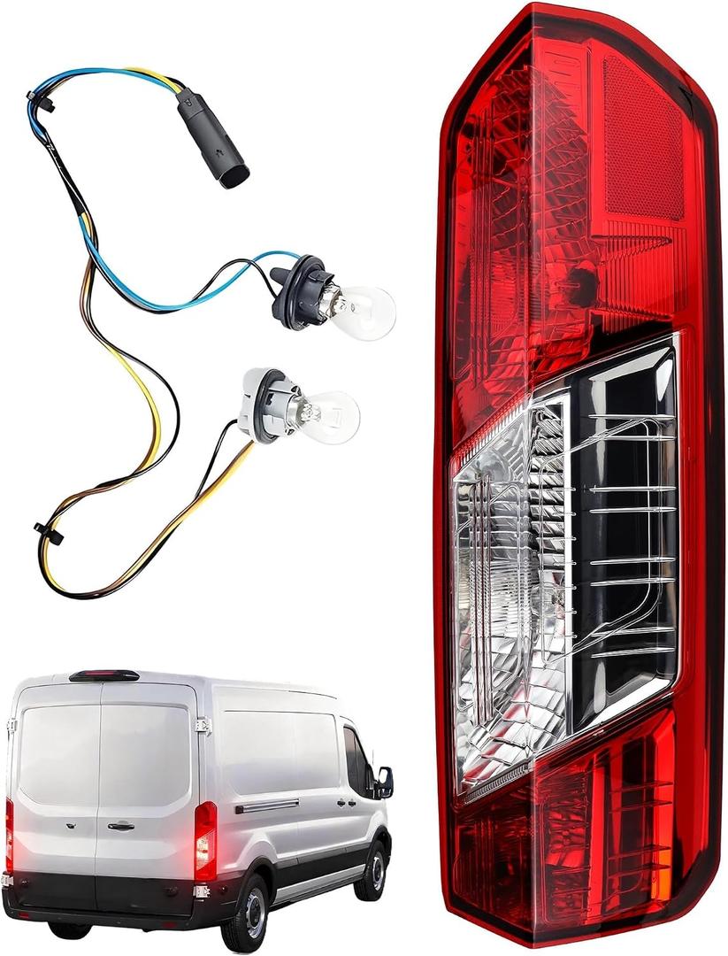Right Passenger Side Tail Light Assembly, Compatible with Ford Transit 150 250 350 350HD 2015-2025, Replaces CK4Z13404K FO2801242C, Includes Bulbs & Harness (Single Rear Wheel Only)