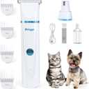 PETYGO 2-in-1 Dog & Cat Grooming Kit - Rechargeable Cordless Pet Hair Clippers with Nail Grinder & Paw Trimmer & 4 Guide Combs, Low Noise Dog Clippers for Grooming Small Medium Pets