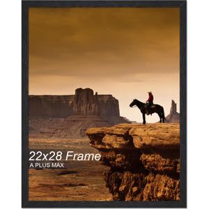 A PLUS MAX 22x28 Picture Frame Black Light Weight Wall Mount | 22 x 28 Inch Black Wood-grain Engineered Wood Material Frame for 22by28 Rectangular Photo Poster - 1 Pack/Black/22x28