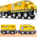 Motorized Train Toys for Wooden Tracks,Battery Operated Locomotive Train with Magnetic Connection Compatible with Thomas, Brio Accessories Toys for Boys Age 3 and Up (Yellow)