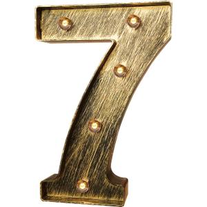 Golden Black Led Marquee Letter - Industrial, Vintage Style Number Sign for Cafe-(7)