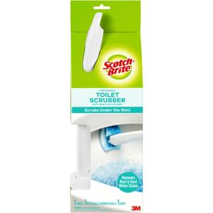 Scotch-Brite Disposable Toilet Scrubber Starter Kit, Disposable Refills with Built-In Bleach Alternative, Includes 1 Handle, Storage Caddy and 5 Refills (1 Count (Pack of 1))