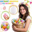 64 Pack Easter Eggs, Colorful Woven Foam Easter Eggs with Paper Rope Texture, Bright Easter Basket Stuffers for Egg Hunts, Spring Table Decor, Party Favors (1.97 Inch, Solid Multicolor)