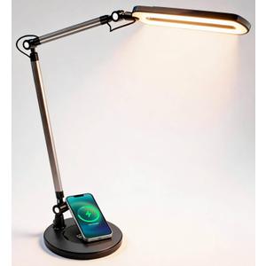 OTUS LED Architect Desk Lamp for Home Office with Wireless Charger, Adjustable Swing Arm, 32 in Tall, 11.8 in Panel, 3 Color Modes, 12 Dimmable Levels, Eye-Caring for Reading, Study, Video Calls