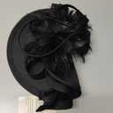 Fascinators Hats for Women, Derby Fascinator Headband, Lightweight Tea Party Hat, 2-in-1 Clip, Cocktail Wedding (Black, L)
