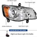 Headlight Assembly Compatible with 2011-2020 Dodge Grand Caravan / 2008-2016 Chrysler Town & Country Headlamp Chrome with Amber Reflector Factory Style Replacement Pair
