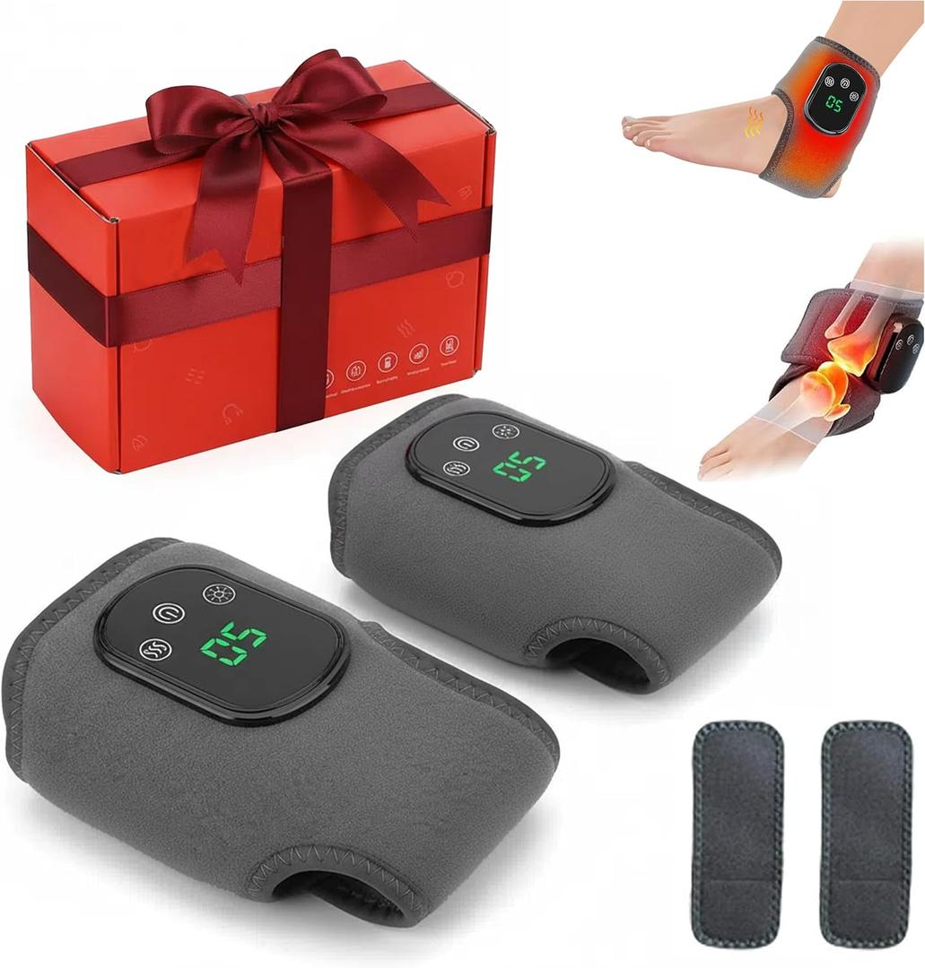 Triple Technology Wireless Heated Foot and Ankle Massager, 3 Speed Settings, 5 Heat Levels, Comfort Wrap for Relaxation (2)