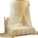 TOPINCN Bed Canopy, Canopy Bedding, 360 Degree Dome Net Bed Canopy with Lace Curtains for Kids Play Tent, Single to King Size