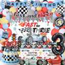Race Car 3rd Birthday Party Decorations Race Car 3rd Birthday Decorations for boys include Backdrop, Balloons, Banner, Cake & Cupcake Toppers, Tablecloth