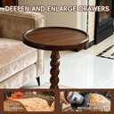 Small Accent Wood End Table, 12inch Round Bedside Table, Natural Side Table Nightstand for Family, Bedroom, Living Room, Handcrafted Finish, Walnut