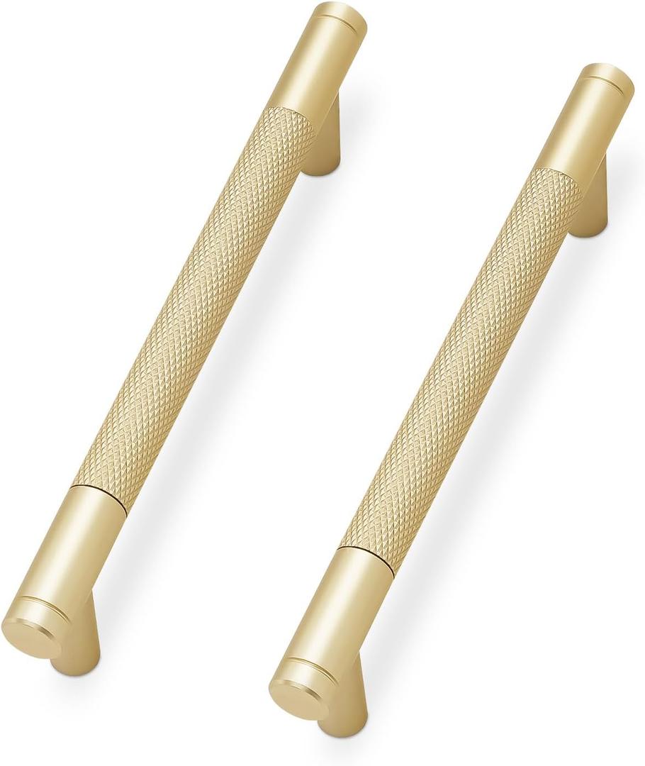 10 Pack Brushed Gold Cabinet Pulls knurled 5 Inch Hole Centers Kitchen Cabinet Handles Gold Drawer Pulls Cabinet Hardware