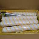 18 Inch Paint Roller Kit, 14 Pack Paint Roller Set with 2-4 Ft Extension Pole, Paint Tray Liners with Plastic Sheeting for Painting Walls Ceilings House Corner Stain (White and Yellow)
