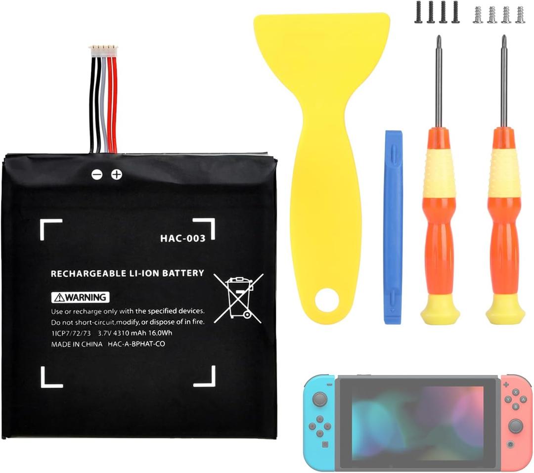 HAC-003 Battery Replacement Compatible with Nintendo Switch Console Handhold HAC-001, 4310mAh High Capacity Internal Battery with Installation Tools Kit