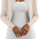 Cropped Cardigan Sweaters for Women Crew Neck Knit Bolero Shrugs (Beige, M)