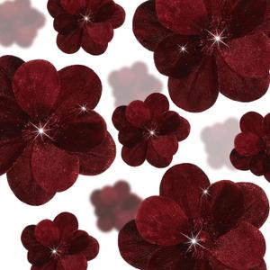 Norme 15 Pcs Christmas Magnolia Flowers Ornaments 3.15'' 5.91'' 8.27'' Large Artificial Magnolia Velvet Fold Poinsettia Stems for Christmas Tree Wreath Holiday Decor(Burgundy)