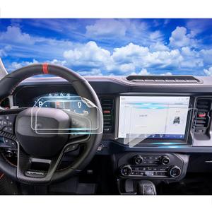 4pcs 2024 2025 Bronco Screen Protector 12 Inch for 2021 2022 2023 2024 2025 Ford Bronco Raptor Outer Banks Badlands Wildtrak Everglades Accessories2p Glass Nav. & 2p Soft Dash-Not Sport Model