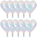 Iridescent Heart Star Balloons, 8 Pcs Large Iridescent Foil Balloons for Baby Shower Birthday Anniversary Wedding Party Decorations
