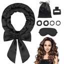 70" Heatless Hair Curler - Soft Curlers to Sleep In, Heatless Curls Overnight Curlers for Long Hair Volume, No Heat Curls Overnight, Satin Heatless Curling Set with Eye Mask (8 PCS, Black)