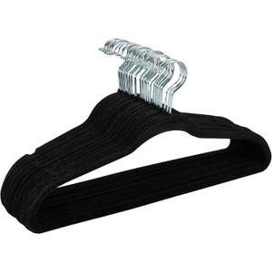 Simplify Slim Velvet Clothes Hangers | 25 Pack | Non-Slip | Shirts | Suit | Pants | Dresses | Garments | Closet Storage & Organization | Durable | Black