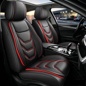 Seat Covers for Ford Bronco Sport 2021-2026:Airbag Compatible | Breathable Leather Full Set For 5 Seats 3D Raised Side Bolsters,Easy Installation Seat Covers For Cars (Black&Red)