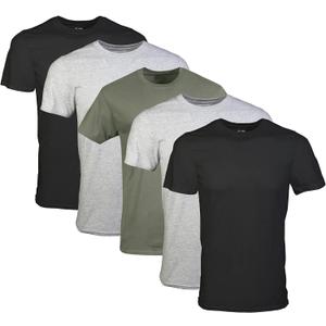 Gildan Mens Crew T-Shirts, Multipack, Style G1100 (Large, Black/Sport Grey/Military Green (5-pack))