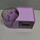 Marbrasse Desk Organizer with 2 Drawer, 360Rotating Pen Holder, Desk Organizers and Accessories with 6 Slots Pencil Holder + 2 Drawer, Art Supply Storage Box Caddy for Office (Purple)