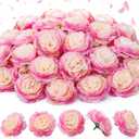 Thiccywoov 50 Pcs Artificial Flowers, 3.2 Inches Silk Rose Head Flowers Fake No Stem for Wedding Bridal Bouquet Home Floral Decor DIY Centerpieces Arrangements Party Tables Decoration(Pink Champagne)