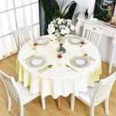 Cream Round Tablecloth - Waterproof Stain Resistant Wrinkle Free Table Cloth, 210GSM Polyester Washable Wipeable Table Cover for Party, Banquet, Wedding, Indoor and Outdoor (60 inch, Circle)