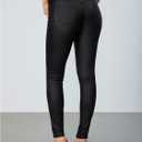 MakeMeChic Women's Faux Leather Stretch Skinny Pants High Waisted Double Button Leggings Club Party Pants (XXL)