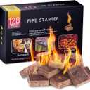 HGD Fire Starter, 128 Mini Square, Natural Fire Starters for BBQ, Campfire, Fireplace, Charcoal, Wood Stove, Chimney, Fire Pit, Grill, Smoker, Indoor Outdoor Use