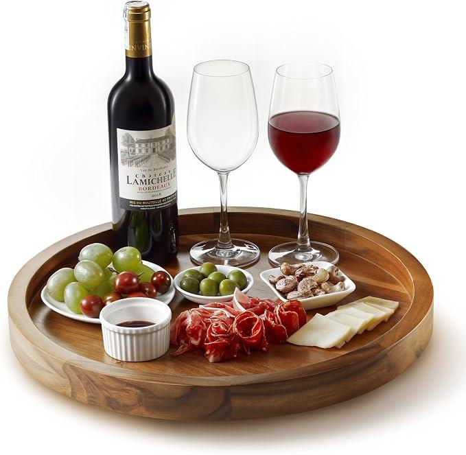 TIDITA 16" Wooden Lazy Susan Organizer for Tabletop 360° Rotation, High Rim
Solid Acacia Wood, Non-Skid Pads, Swivel Round Lazy Susans Turntable for Countertop, Decorative Tray, Cheese Board, Multi-Use