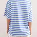 3 x Women Oversized Striped T Shirts Color Block Crew Neck Tee Shirt Short Sleeve Basic Summer Tops (Blue, M)