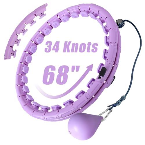 OurStarry 34 Knots Weighted Workout Hoop Plus Size, Smart Waist Exercise Hoop for Adults Weight Loss (34Links Purple)