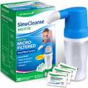 SinuCleanse Soft Tip Micro-Filtered Nasal Wash System, Relieves Nasal Congestion Due to Cold & Flu, Dry Air, Allergies, 30 All-Natural Saline Packets, Made in USA, EXP: 06/30/2028