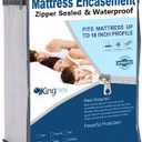 Zippered RV Short Queen Mattress Protector for 60x75 RV Camper Queen Bed 100% Waterproof Matress Encasement 6 Sided Complete Cover 9-12" Deep