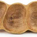 Tapeera 3 Compartment Serving Bowl - Wooden Divided Serving Tray - Peanut Shaped Bowl - Key Bowl - Candy Bowl - Section Serving Platter - Candle Tray - Snack Bowl Partition Dish - Pistachio Bowl