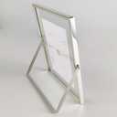 4x6 Floating Picture Frames Set of 2, Made of Metal and Double Real Glass, for Photo Size up to 6x8, Tabletop Display Home or Wedding Decoration (Vertical Silver)