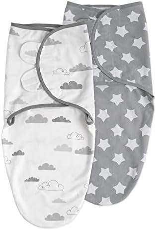 Organic Baby Swaddle Sleep Sacks, 2-Pack Swaddles for Newborns Baby Essentials, Infant 0-3 Months, 100% Cotton Soft & Snug Adjustable Wrap Nursery Swaddling Blankets Improves Sleep