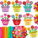 Fancy Land 24 Set Valentines Day Crafts for Kids Foam Flower Pot Valentine's Day Gifts Decorations School Classroom Activity